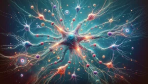 Brain Health Create an artistic illustration representing the communication between neurons in the brain. The image should depict synapses, neurotransmitters, and 2 Brain Health Create an artistic illustration representing the communication between neurons in the brain. The image should depict synapses, neurotransmitters, and 2