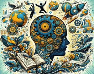 Brain Health -- Create an inspiring and detailed illustration that visualizes the idea of having a 'Sharper Mind and a Brighter Future'. The image should depict conce1